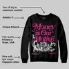 Rick RO Pink Leather Sneakers DopeSkill Sweatshirt Money Is Our Motive Typo Graphic