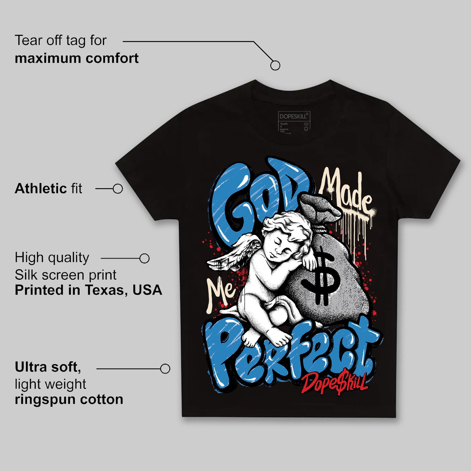 Rare Air 3s DopeSkill Toddler Kids T-shirt God Made Me Perfect Graphic
