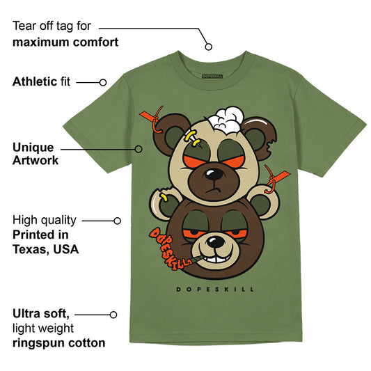 Olive Collection DopeSkill Olive T-shirt New Double Bear Graphic