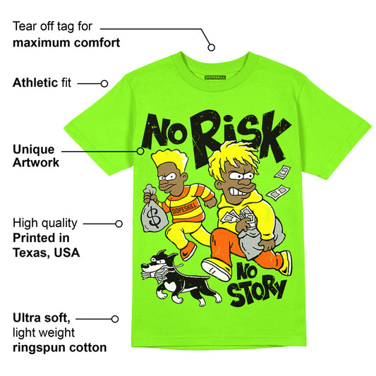Neon Green Collection DopeSkill Neon Green T-shirt No Risk No Story Graphic