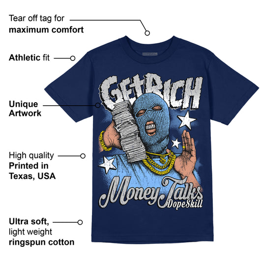 Midnight Navy 5s DopeSkill Navy T-Shirt Get Rich Graphic