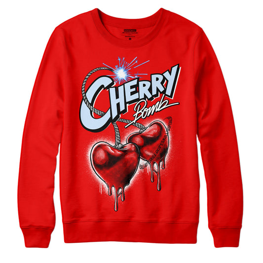 Jordan 11 Retro Cherry DopeSkill Varsity Red Sweatshirt Cherry Bomb Graphic Streetwear 