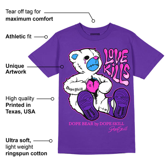 Dunk Purple Championship Court White DopeSkill Purple T-shirt Love Kills Graphic