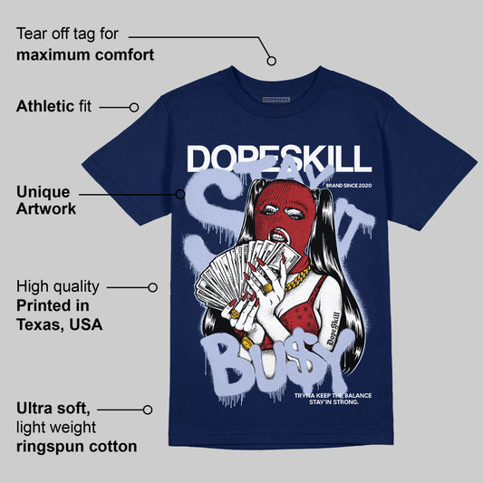 White and Midnight Navy 6s DopeSkill Navy T-shirt Stay It Busy Graphic