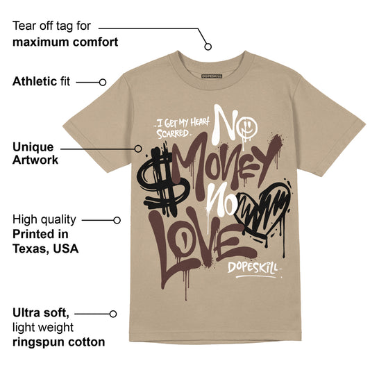 Latte 1s DopeSkill Medium Brown T-shirt No Money No Love Typo Graphic