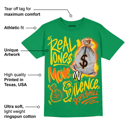 Green Collection DopeSkill Green T-shirt Real Ones Move In Silence Graphic