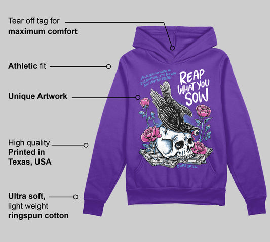 PURPLE Collection DopeSkill Purple Hoodie Sweatshirt Reap What You Sow Graphic