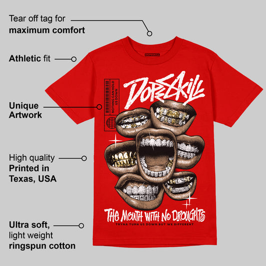 Bred Velvet 11s DopeSkill Red T-shirt The Mouth With No Droughts Graphic