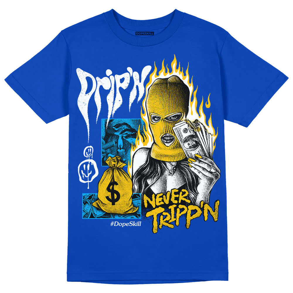 Jordan 14 “Laney” DopeSkill Varsity Royal T-Shirt Drip'n Never Tripp'n Graphic Streetwear