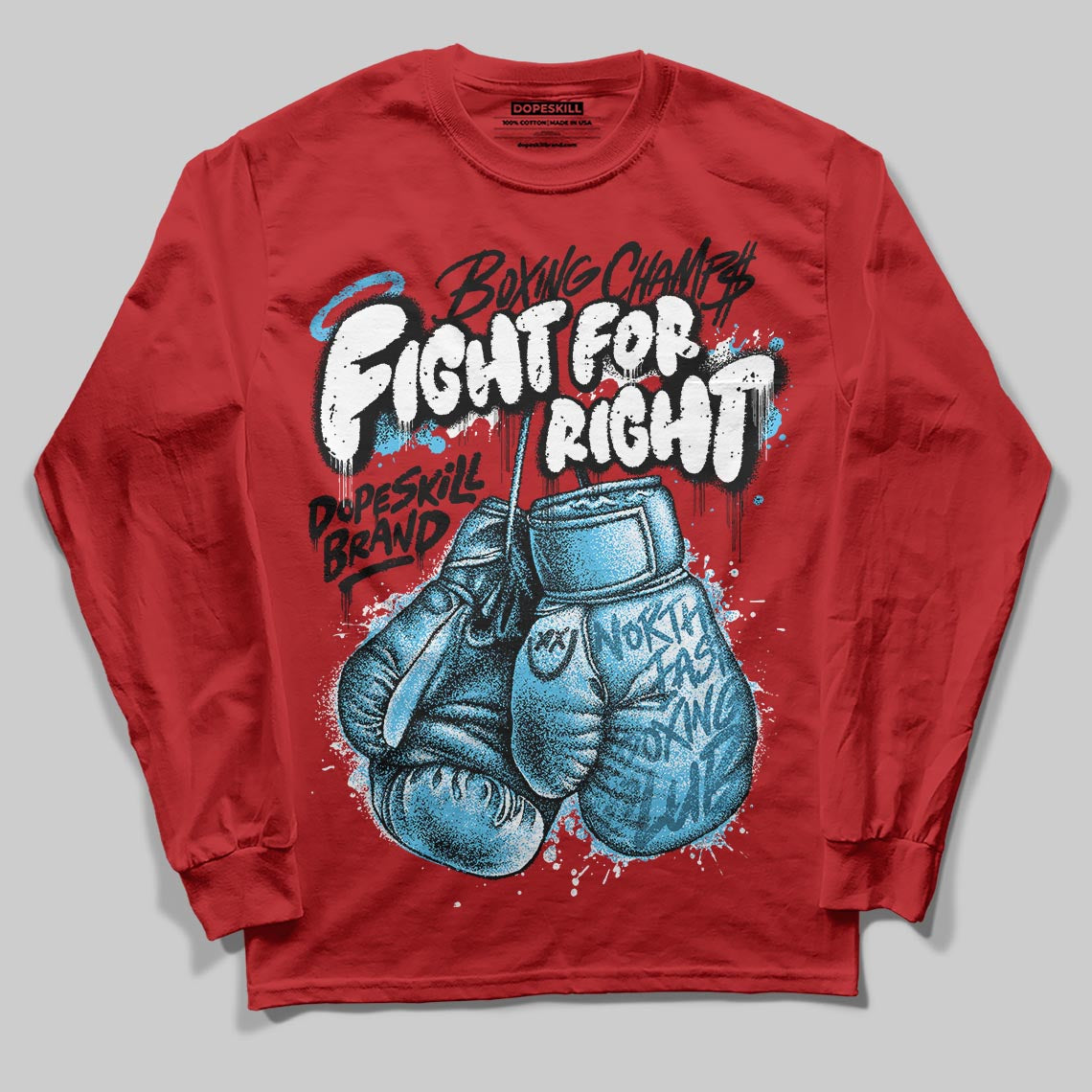 Red Sneakers DopeSkill Long Sleeve T-Shirt Fight For Right Graphic Streetwear - Red