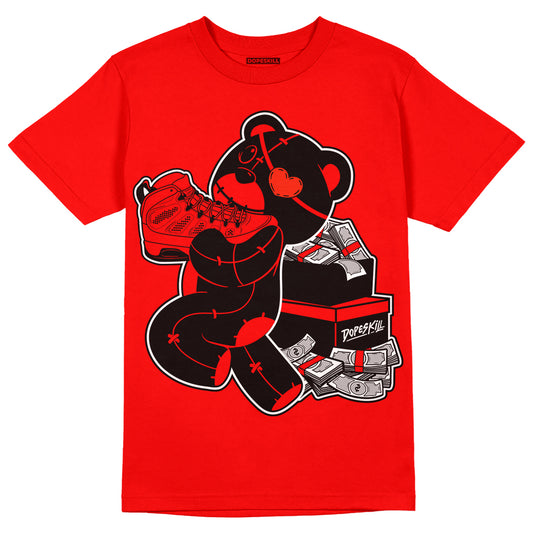 AJ 9 Chile Red DopeSkill Chile Red T-shirt Bear Steals Sneaker Graphic
