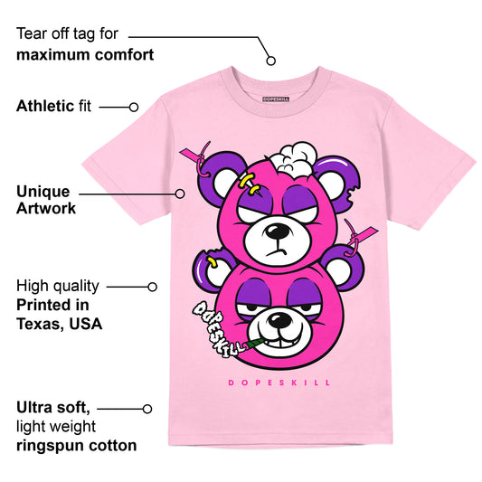 Pink Collection DopeSkill Pink T-shirt New Double Bear Graphic