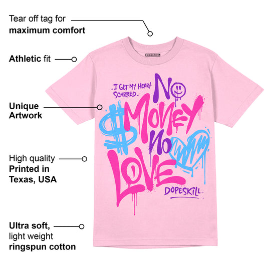 Pink Collection DopeSkill Pink T-shirt No Money No Love Typo Graphic