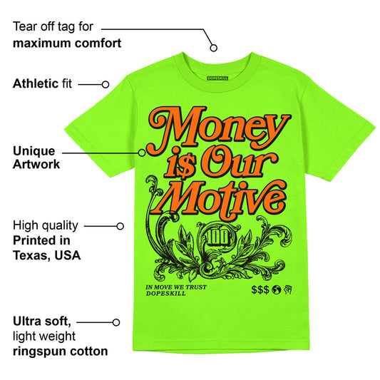 Neon Green Collection DopeSkill Neon Green T-shirt Money Is Our Motive Typo Graphic