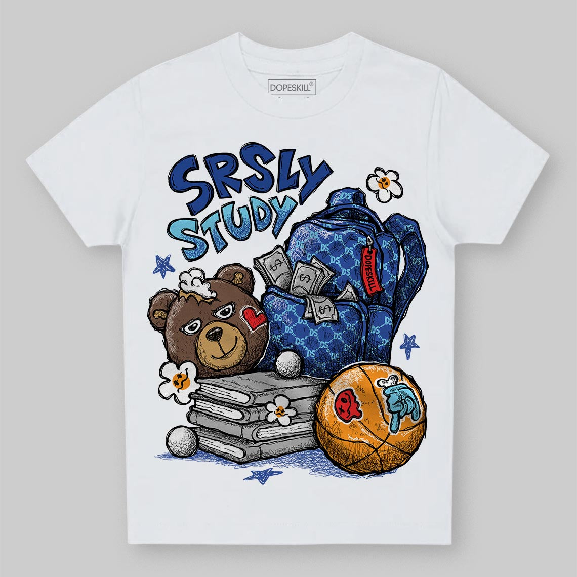 Royal Blue Sneakers DopeSkill Toddler Kids T-shirt SRSLY Study Graphic Streetwear - White