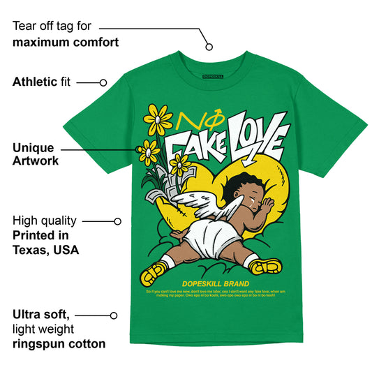 Green Collection DopeSkill Green T-shirt No Fake Love Graphic