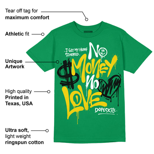 Green Collection DopeSkill Green T-shirt No Money No Love Typo Graphic