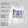 Summit White Navy 4s DopeSkill Sweatshirt Protect Me From Evil Graphic