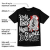 Black and White 14s DopeSkill T-Shirt Real Ones Move In Silence Graphic