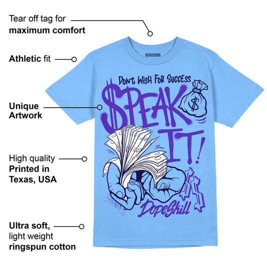 Powder Blue 9s DopeSkill Sky Blue T-shirt Speak It Graphic