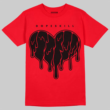 AJ 4 Red Thunder DopeSkill Red T-shirt Slime Drip Heart Graphic