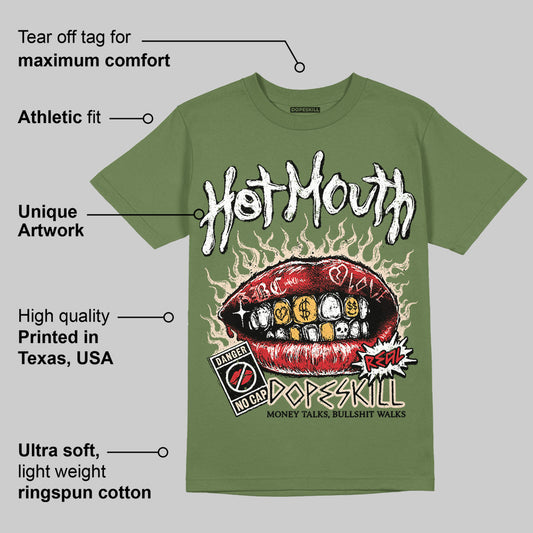 Medium Olive 1s DopeSkill Olive T-shirt Hot Mouth Graphic