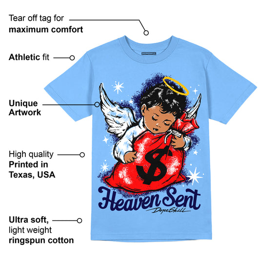 Powder Blue 9s DopeSkill Sky Blue T-shirt Heaven Sent Graphic