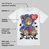 White and Midnight Navy 6s DopeSkill T-Shirt Broken Bear Graphic