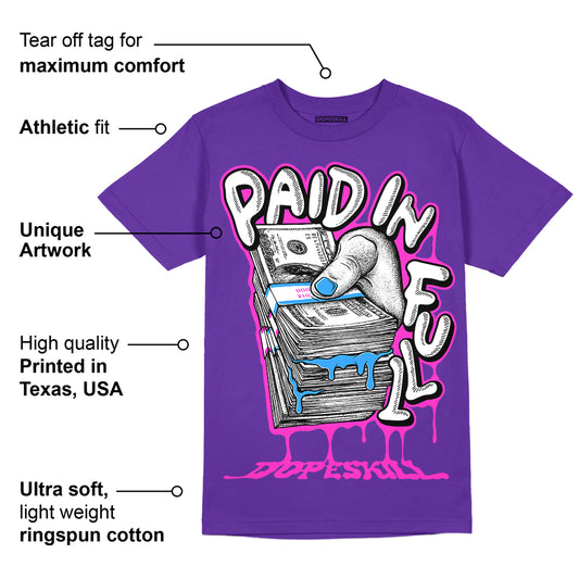 Dunk Purple Championship Court White DopeSkill Purple T-shirt Paid In Full Graphic