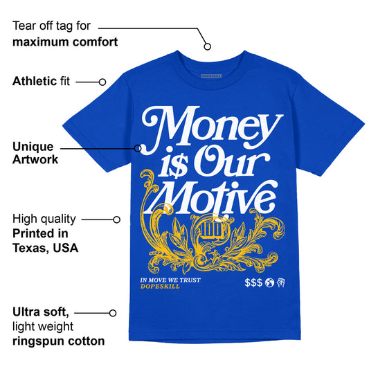 Royal Blue Collection DopeSkill Royal Blue T-shirt Money Is Our Motive Typo Graphic