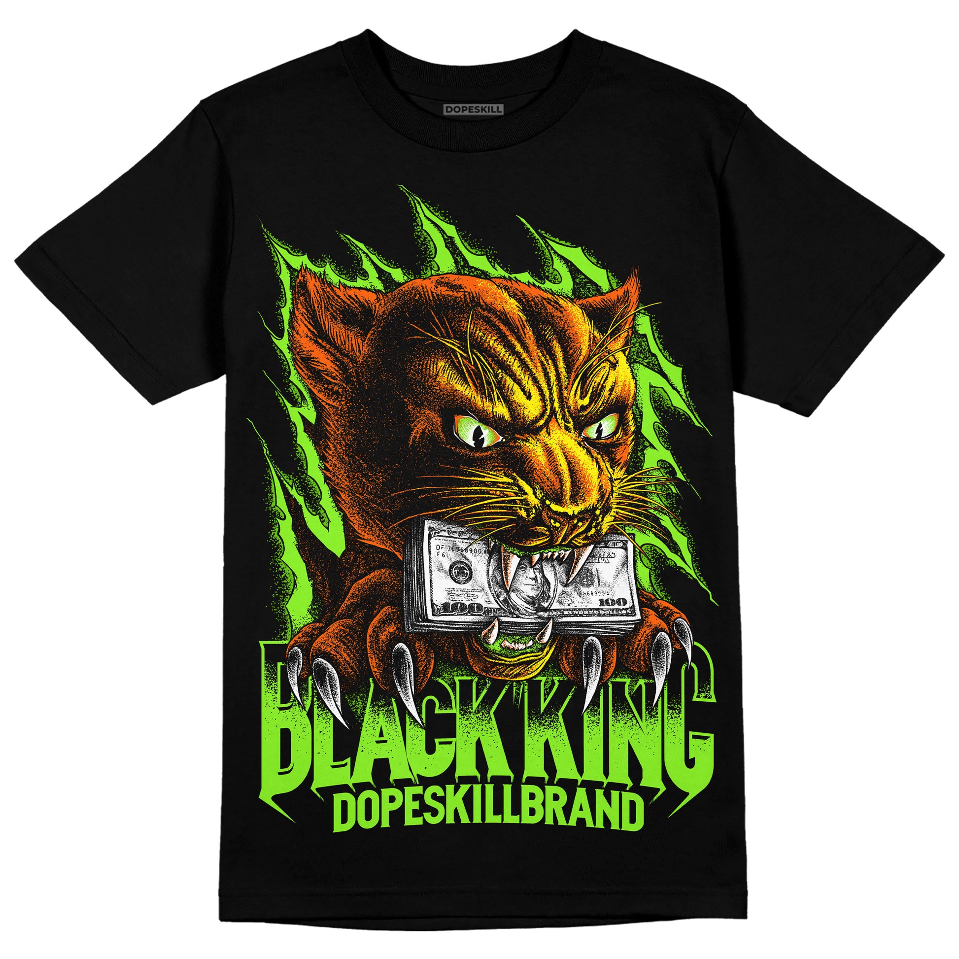 Neon Green Sneakers DopeSkill T-Shirt Black King Graphic Streetwear - Black 