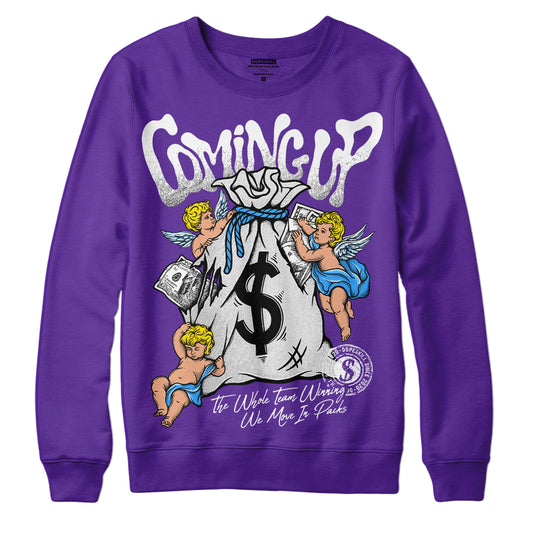 PURPLE Sneakers DopeSkill Purple Sweatshirt Money Bag Coming Up Graphic Streetwear