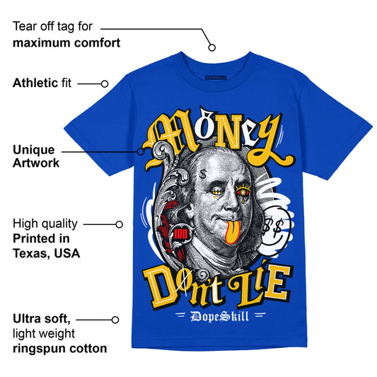 Royal Blue Collection DopeSkill Royal Blue T-shirt Money Don't Lie Graphic