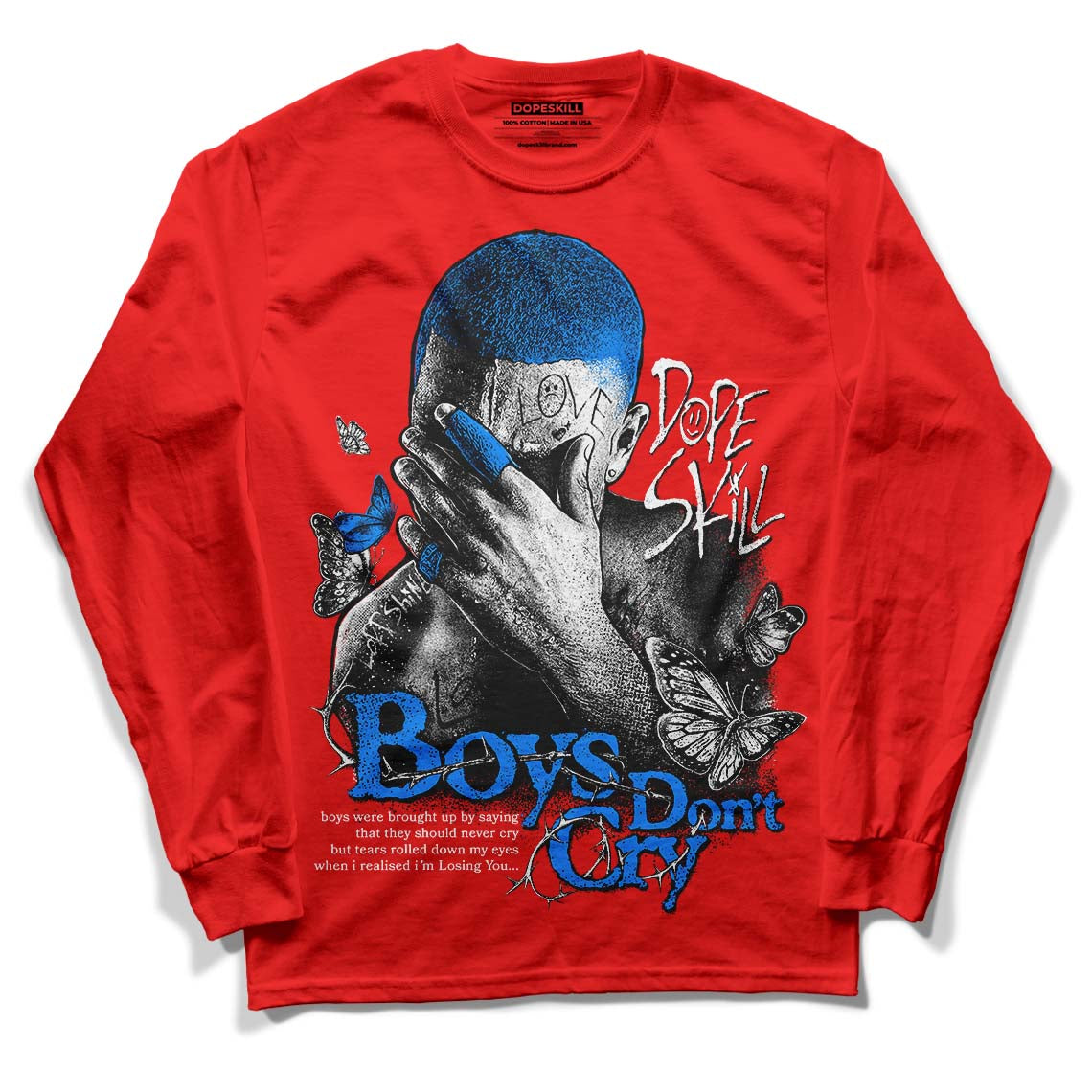 Jordan 11 Retro Cherry DopeSkill Varsity Red Long Sleeve T-Shirt Boys Don't Cry Graphic Streetwear