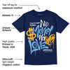 First In Flight 1s DopeSkill Navy T-shirt No Money No Love Typo Graphic