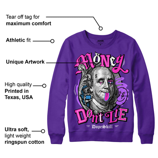 PURPLE Collection DopeSkill Purple Sweatshirt Money Don't Lie Graphic