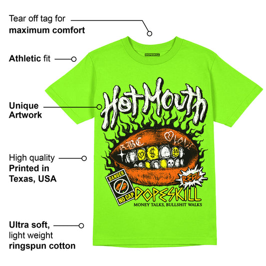 Neon Green Collection DopeSkill Neon Green T-shirt Hot Mouth Graphic