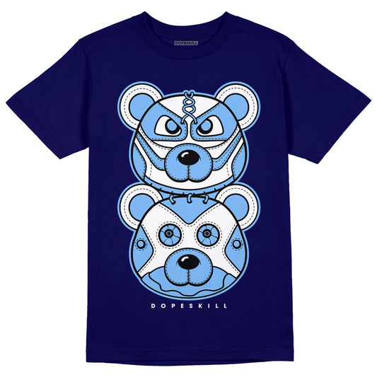 AJ 6 University Blue DopeSkill College Navy T-Shirt Leather Bear Graphic