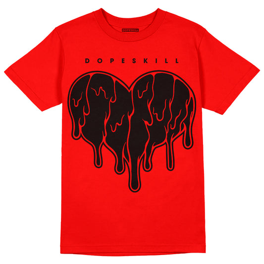 Jordan 9 Chile Red DopeSkill Chile Red T-shirt Slime Drip Heart Graphic Streetwear 