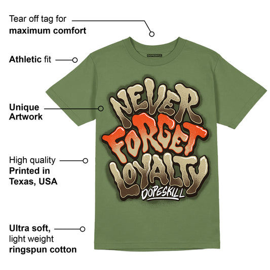 Olive Collection DopeSkill Olive T-shirt Never Forget Loyalty Graphic