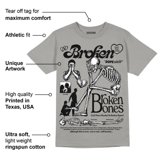 Wet Cement 4s DopeSkill Grey T-shirt Broken Bones Graphic