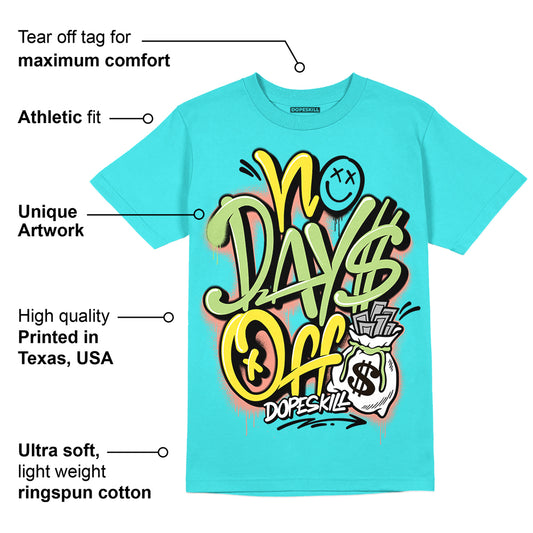 Cyan Burst 9060 DopeSkill Virtual Blue T-Shirt No Days Off Graphic