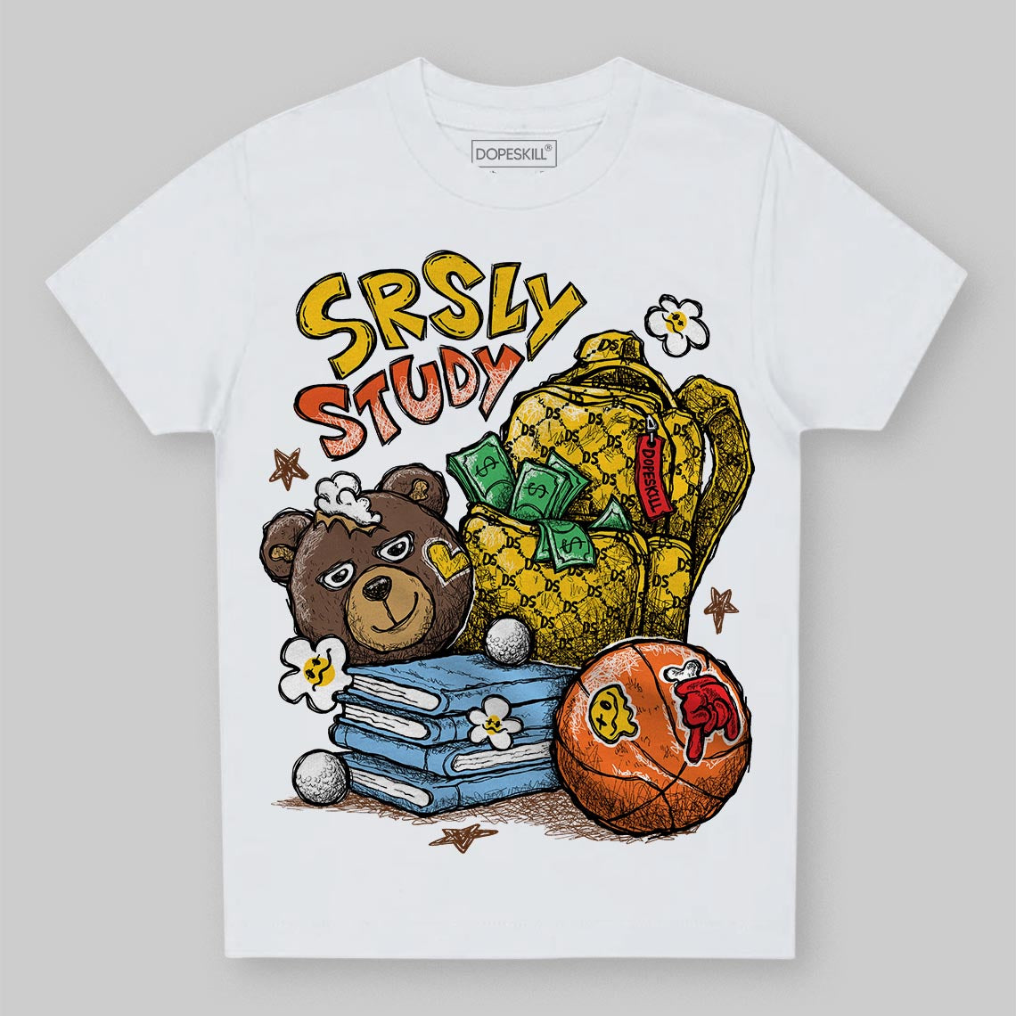 Yellow Sneakers DopeSkill Toddler Kids T-shirt SRSLY Study Graphic Streetwear - White