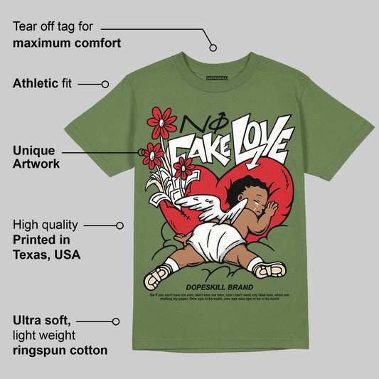 Medium Olive 1s DopeSkill Olive T-shirt No Fake Love Graphic