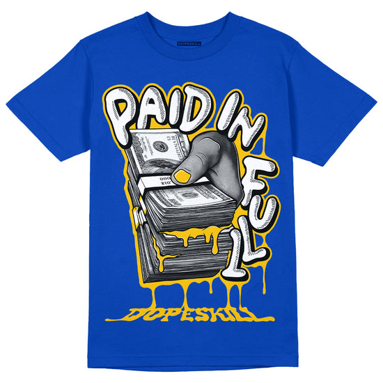 Jordan 14 “Laney” DopeSkill Varsity Royal T-shirt Paid In Full Graphic Streetwear