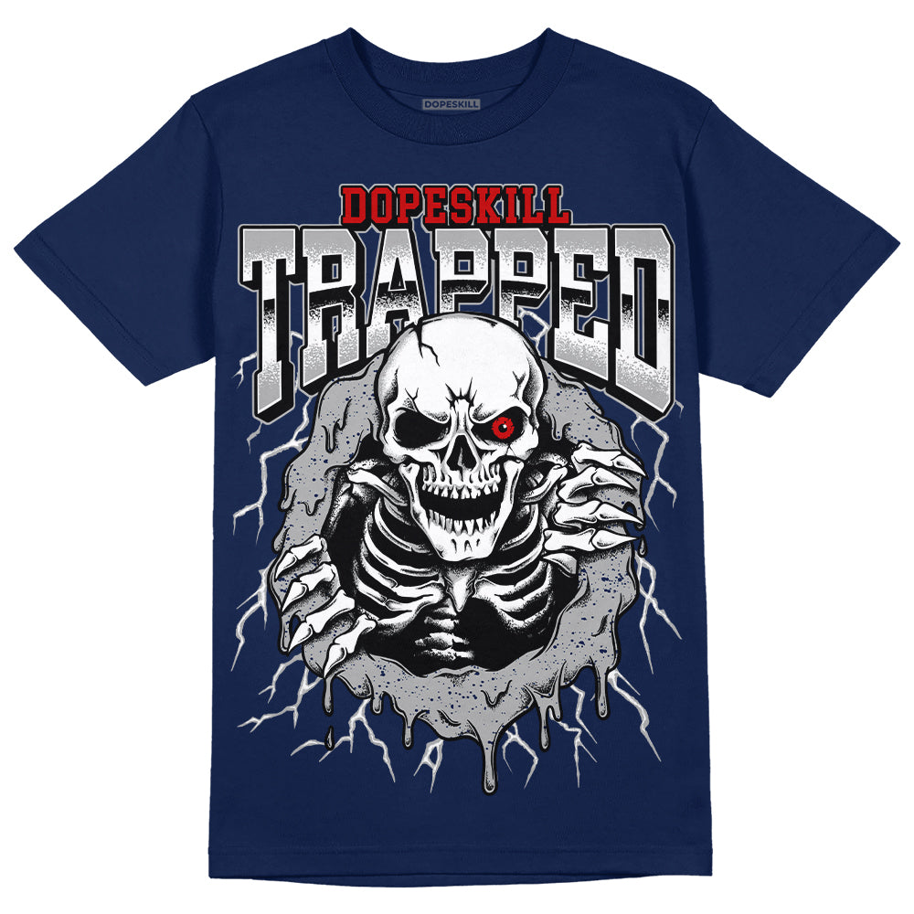 Jordan 4 Midnight Navy DopeSkill Midnight Navy T-shirt Trapped Halloween Graphic Streetwear 