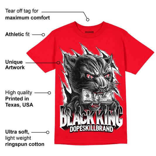 Red Thunder 4s DopeSkill Red T-shirt Black King Graphic