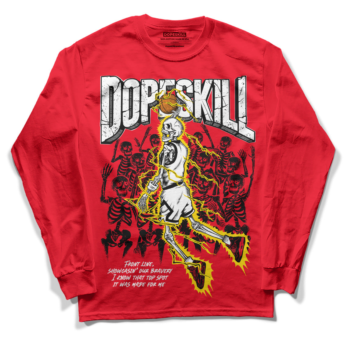 Jordan 4 Red Thunder DopeSkill Red Long Sleeve T-Shirt Thunder Dunk Graphic Streetwear 