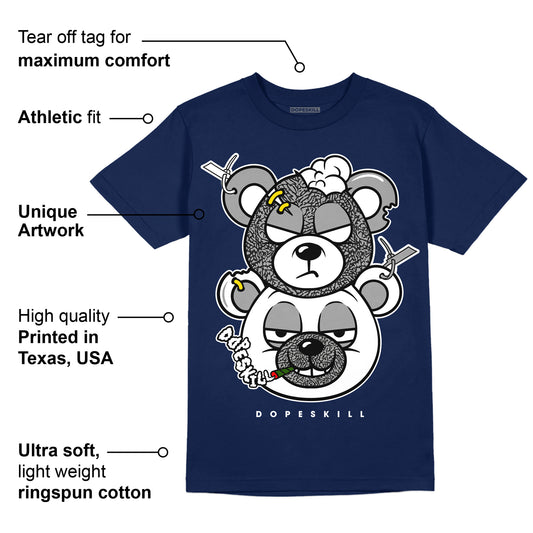 Midnight Navy 3s DopeSkill Navy T-shirt New Double Bear Graphic