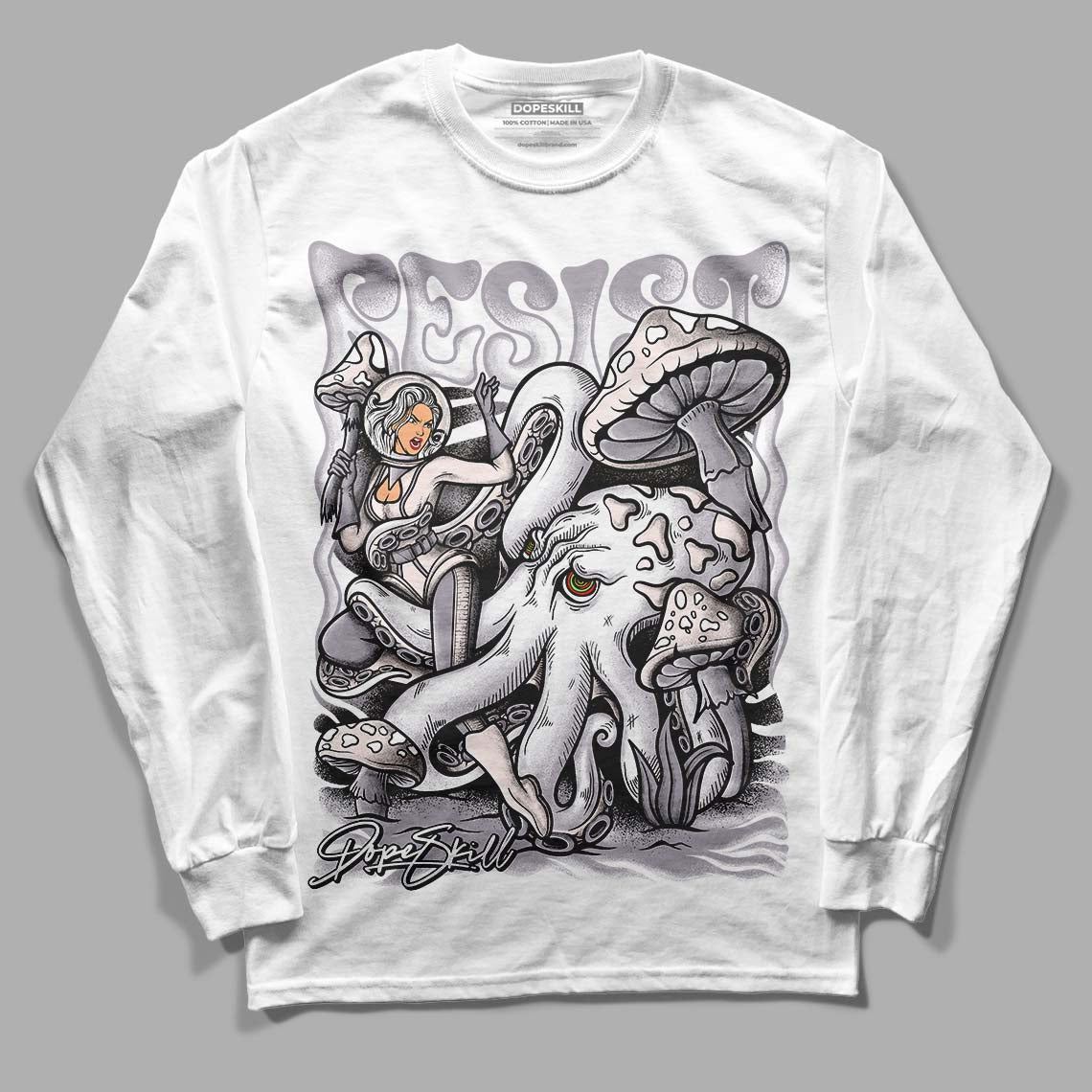 Jordan 2 Cement Grey DopeSkill Long Sleeve T-Shirt Resist Graphic Streetwear - White